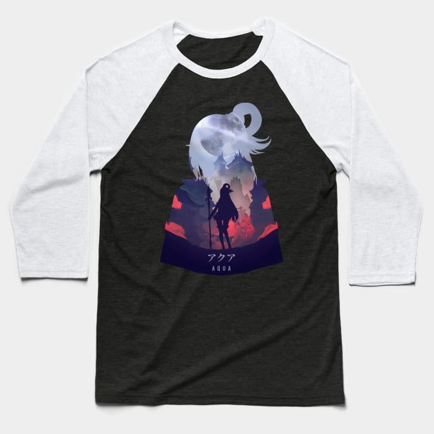 Aqua - Dark Illusion Baseball T-Shirt by The Artz